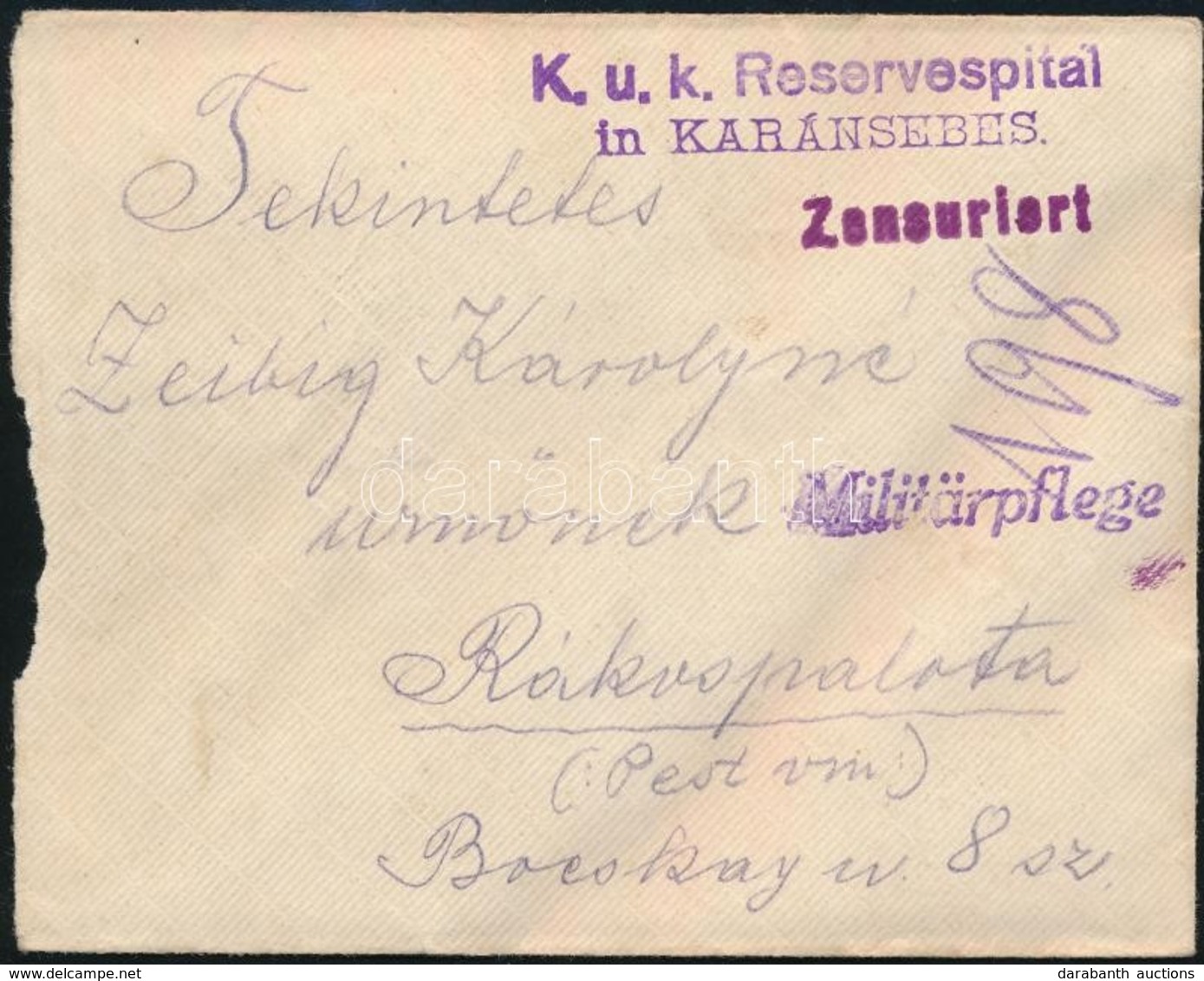 1915 Tábori Posta Boríték / Field Post Cover 'K.u.k. Reservespital In Karánsebes' - Autres & Non Classés