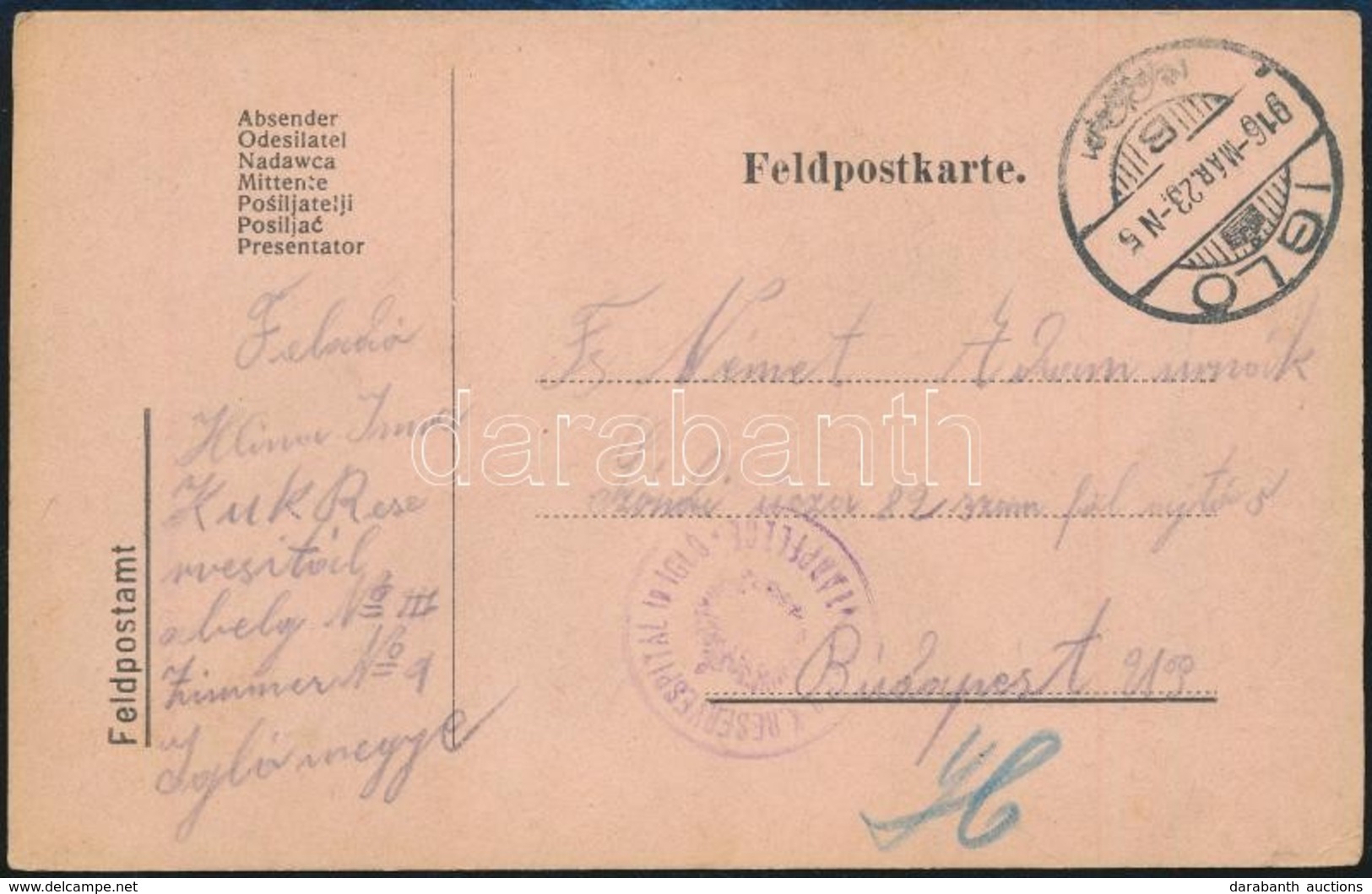 1916 Tábori Posta Levelezőlap / Field Postcard 'K.u.k. Reservespital In Igló' - Autres & Non Classés
