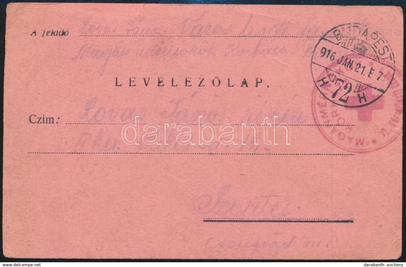 1916 Tábori Posta Levelezőlap Vöröskeresztes Kórházból / Field Postcard 'Magánmérnökök Kórháza' - Autres & Non Classés
