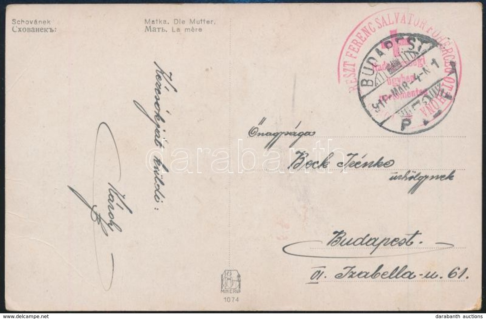 1916 Tábori Posta Képeslap / Field Postcard 'Vöröskereszt Ferenc Salvator Főherceg Otthona' - Other & Unclassified