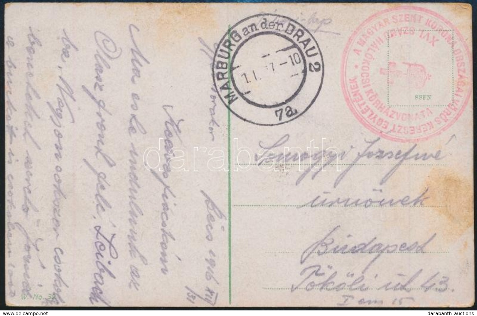 1917 Tábori Posta Képeslap / Field Postcard 'A Magyar Szent Korona Országai Vörös Kereszt Egyletének XVI. Számú Hálókocs - Other & Unclassified