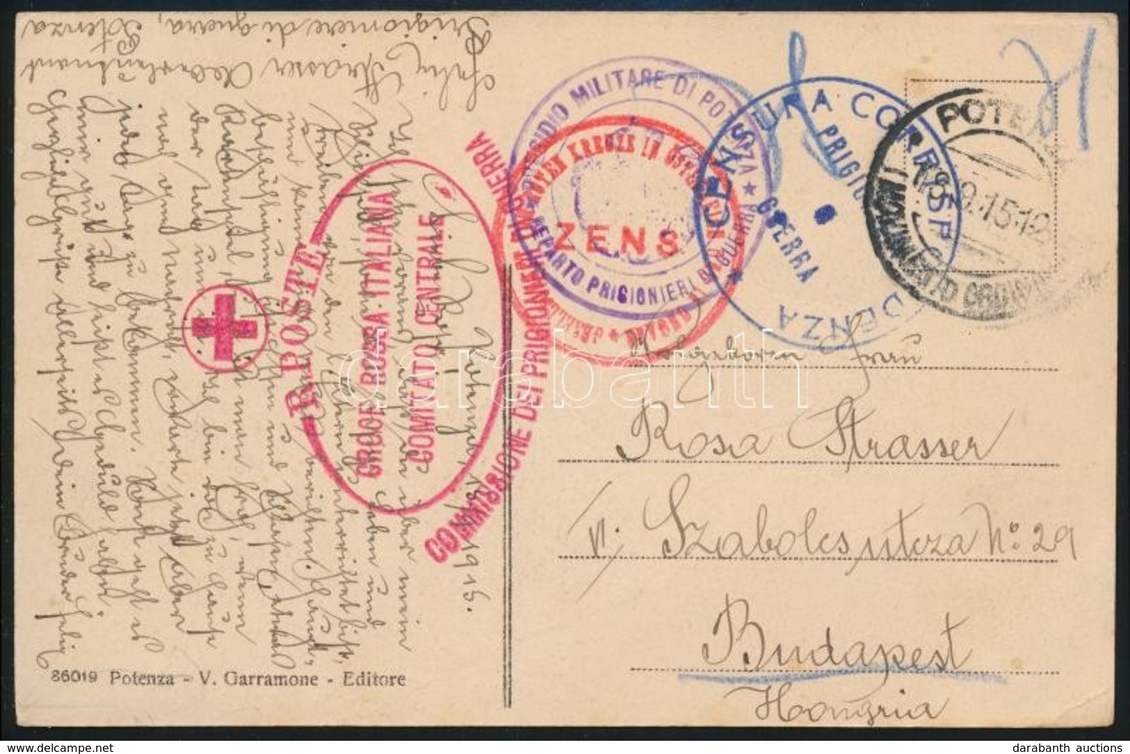 1915 Hadifogoly Levelezőlap Olaszországból, Sokszoros Cenzúrával / POW Postcard From Italy, Censored - Sonstige & Ohne Zuordnung