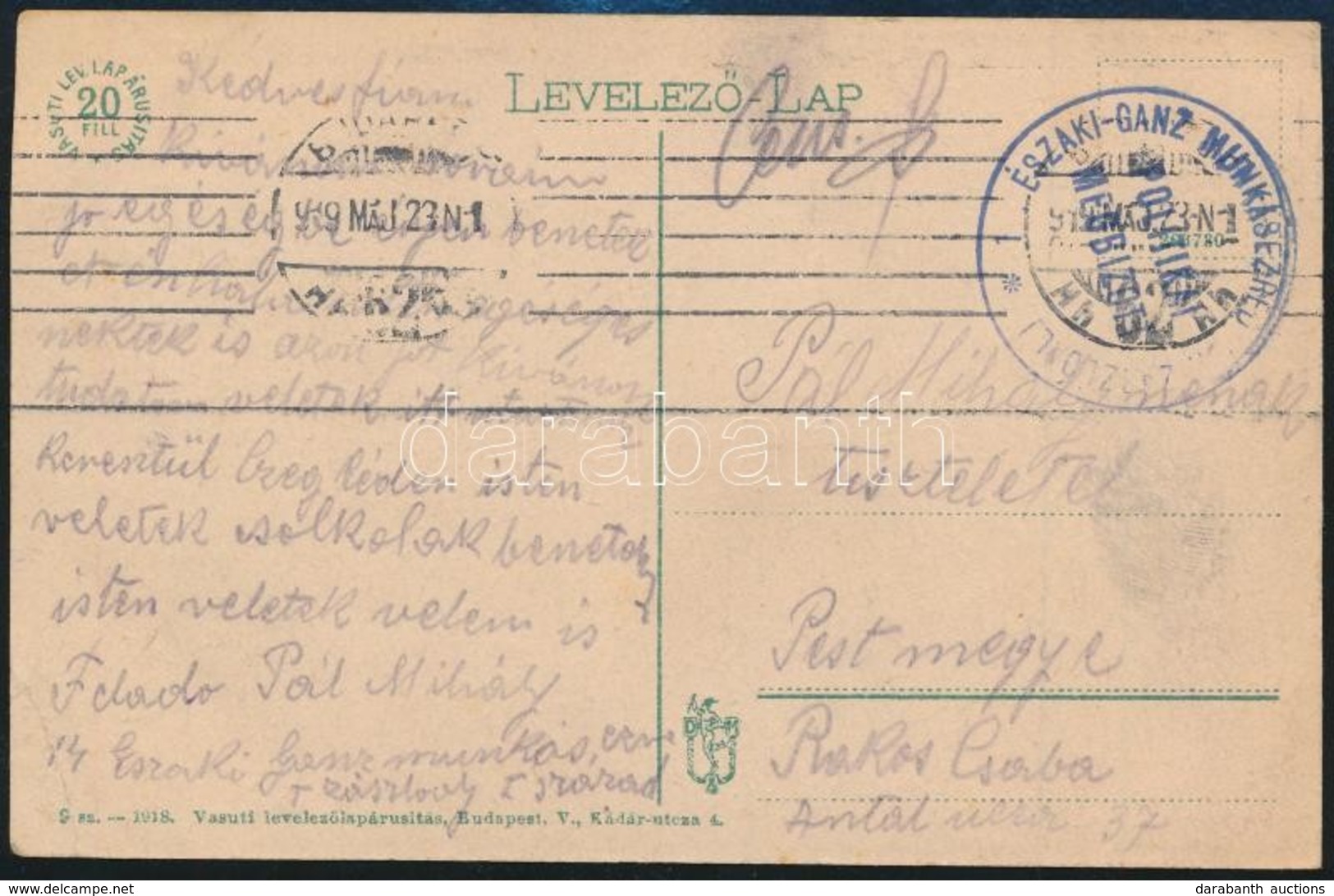 1919 Tábori Képeslap / Field Postcard 'ÉSZAKI-GANZ MUNKÁSEZRED I. ZÁSZLÓALJ POLITIKAI MEGBÍZOTT' - Autres & Non Classés