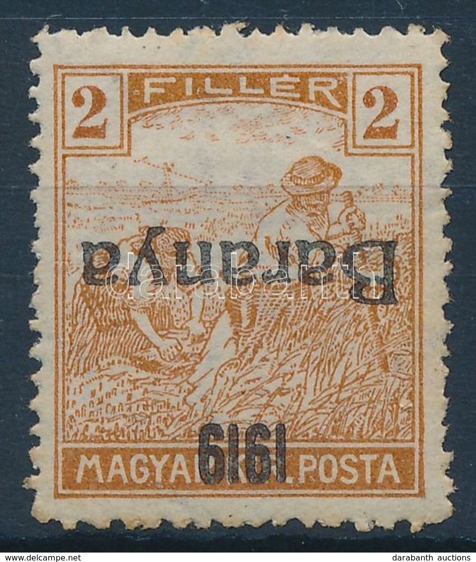 * Baranya I. 1919 Arató 2f Fordított Felülnyomással (35.000) / Mi 18 Inverted Overprint. Signed: Bodor (rozsda / Stain) - Autres & Non Classés