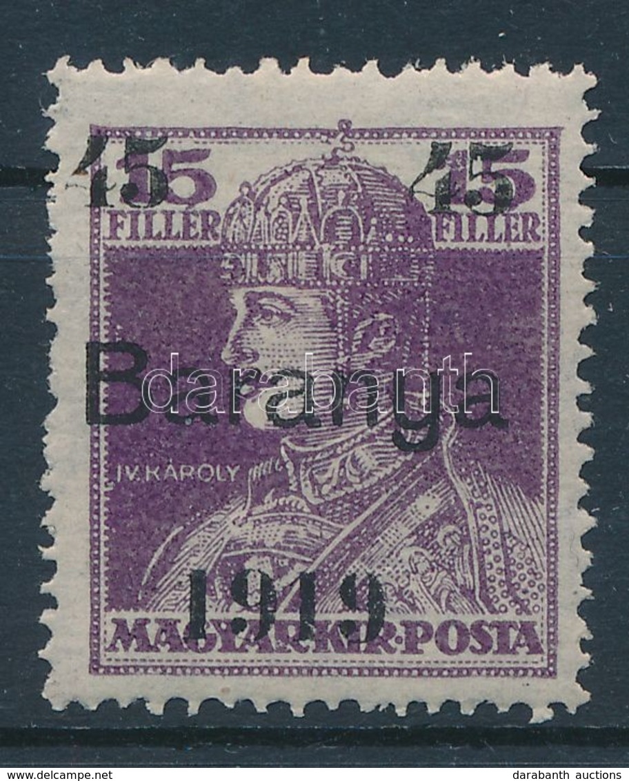 * Baranya I. 1919 Károly 45f/15f Próbanyomat (15.000) / Mi VII Proof. Signed: Bodor - Autres & Non Classés