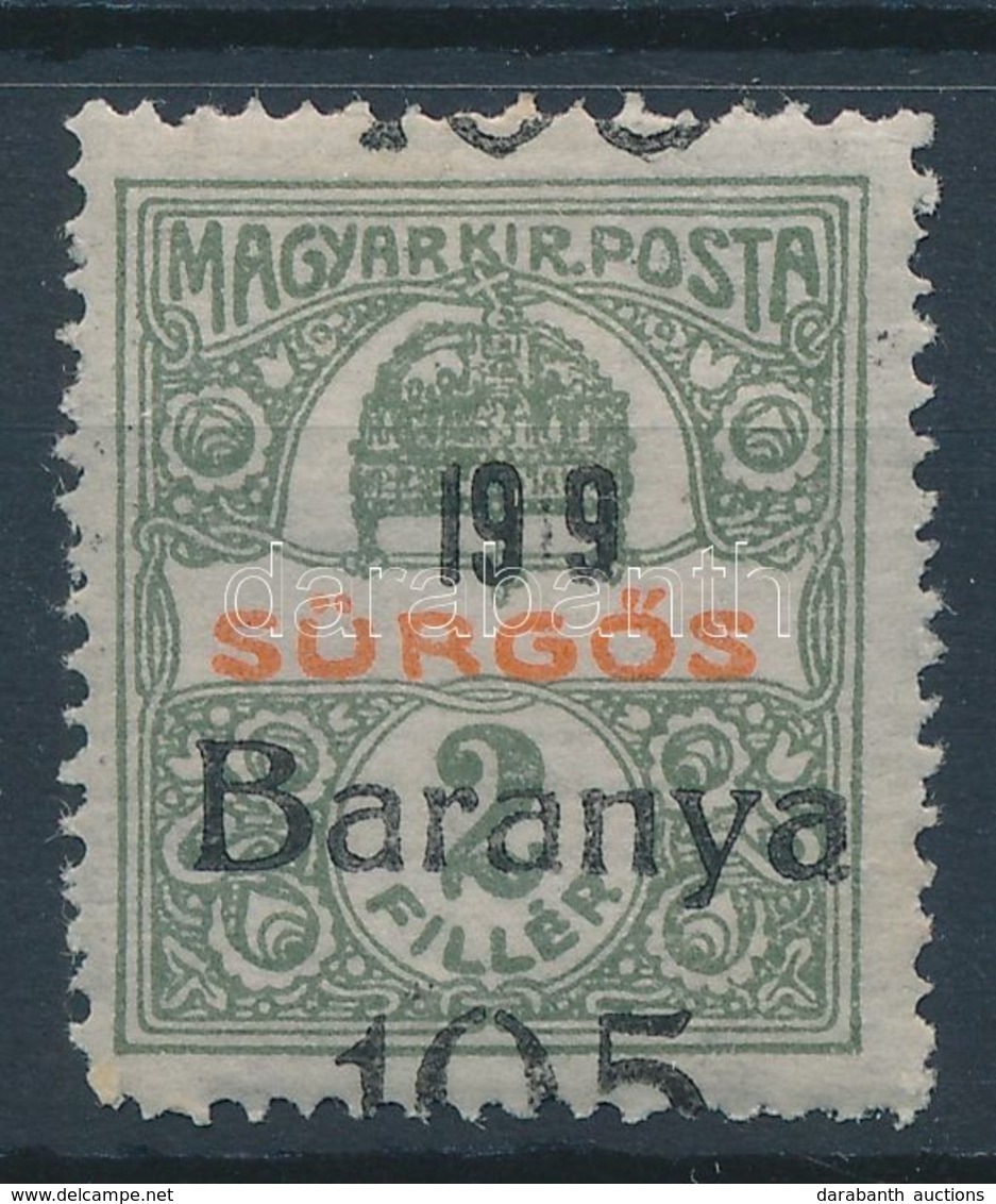 * Baranya I. 1919 Sürgős Rövid '1'-es / Mi 42 Overprint Variety. Signed: Bodor - Autres & Non Classés