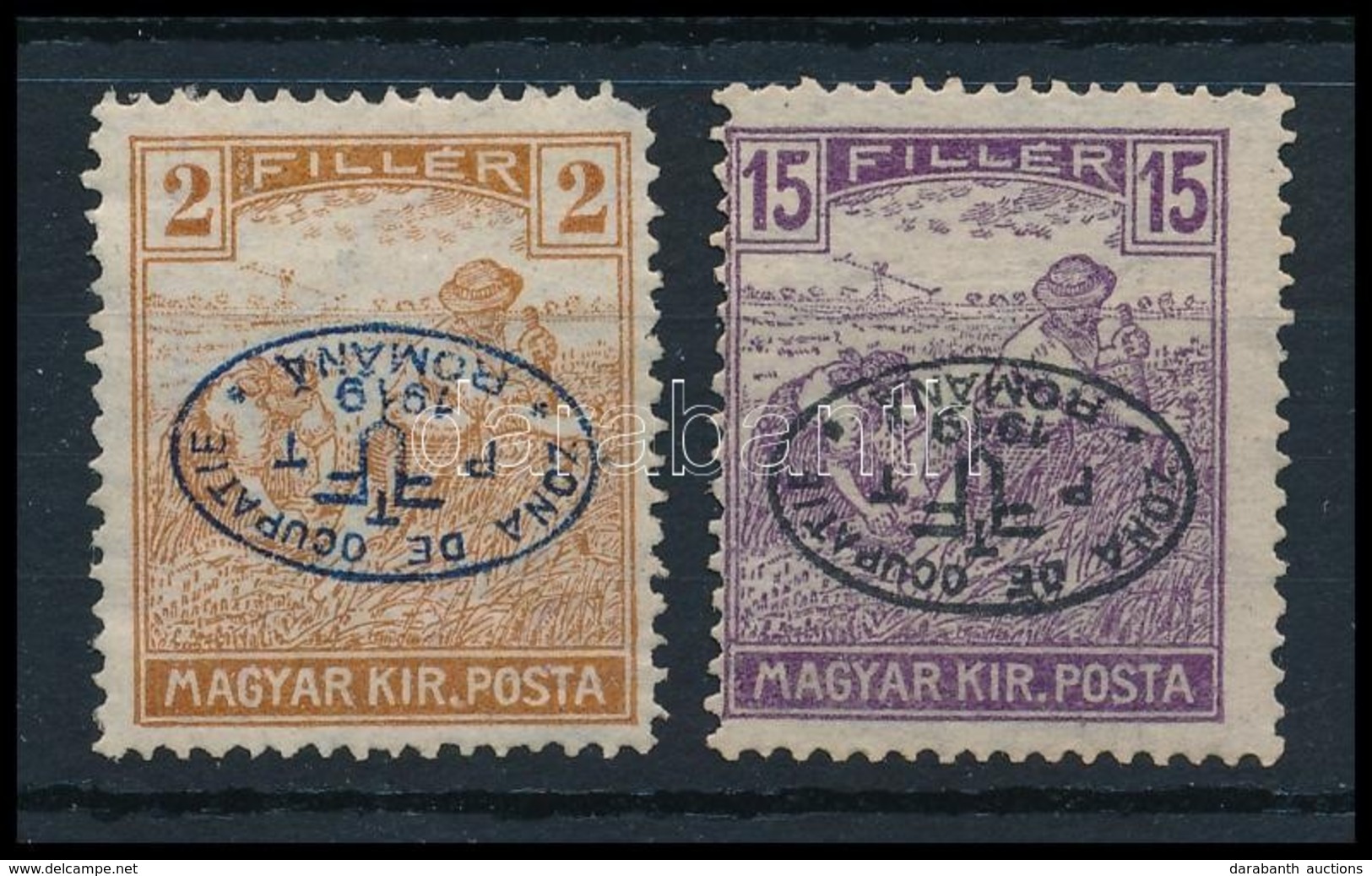 (*) Debrecen I. 1919 Arató 2f, 15 Fordított Felülnyomással (**45.000) / Mi 14, 19a With Inverted Overprint. Signed: Bodo - Autres & Non Classés