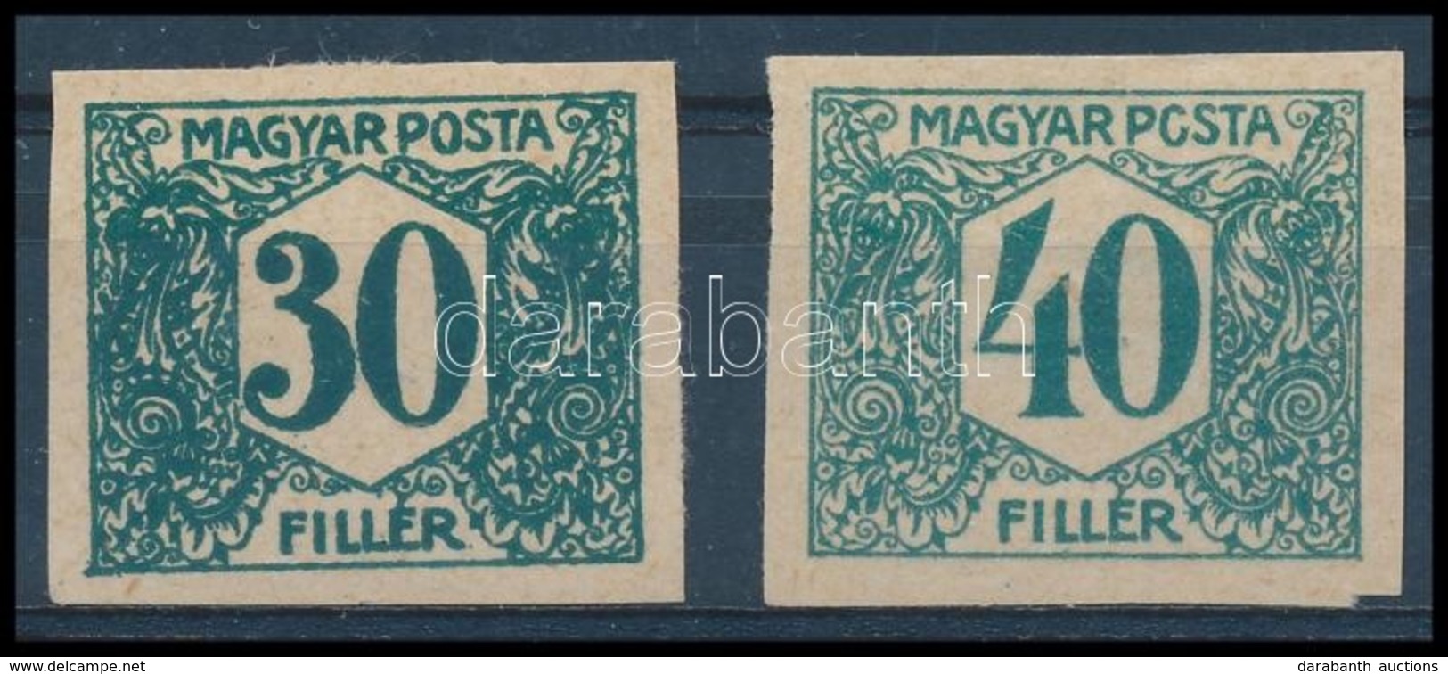 (*) Debrecen II. 1920 Portó 30f, 40f Vágott Próbanyomatok / Proofs. Signed: Bodor - Autres & Non Classés