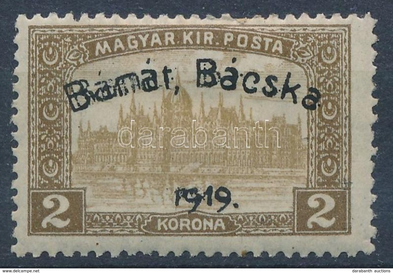 * 1919 Parlament 2K Dupla Felülnyomással / Mi 16a Double Overprint. Signed: Bodor - Sonstige & Ohne Zuordnung