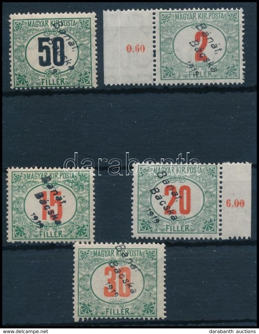 ** * Bánát-Bácska 1919 5 Klf Portó Bélyeg (**25.600) / 5 Different Postage Due Stamps. Signed: Bodor - Other & Unclassified