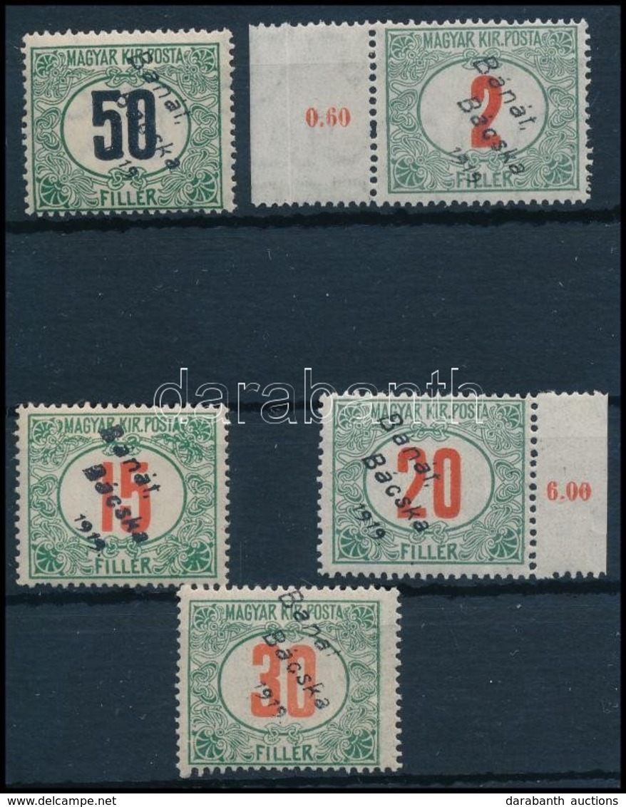 ** * Bánát-Bácska 1919 5 Klf Portó Bélyeg (**25.600) / 5 Different Postage Due Stamps. Signed: Bodor - Autres & Non Classés