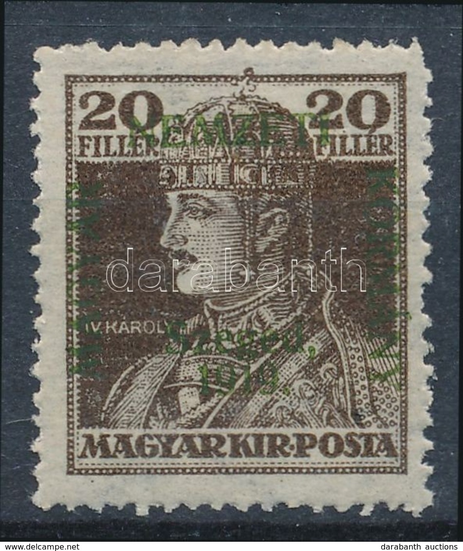 * 1919 Károly 20f Zöld Felülnyomással (40.000) / Mi 38 With Green Overprint. Signed: Bodor - Autres & Non Classés