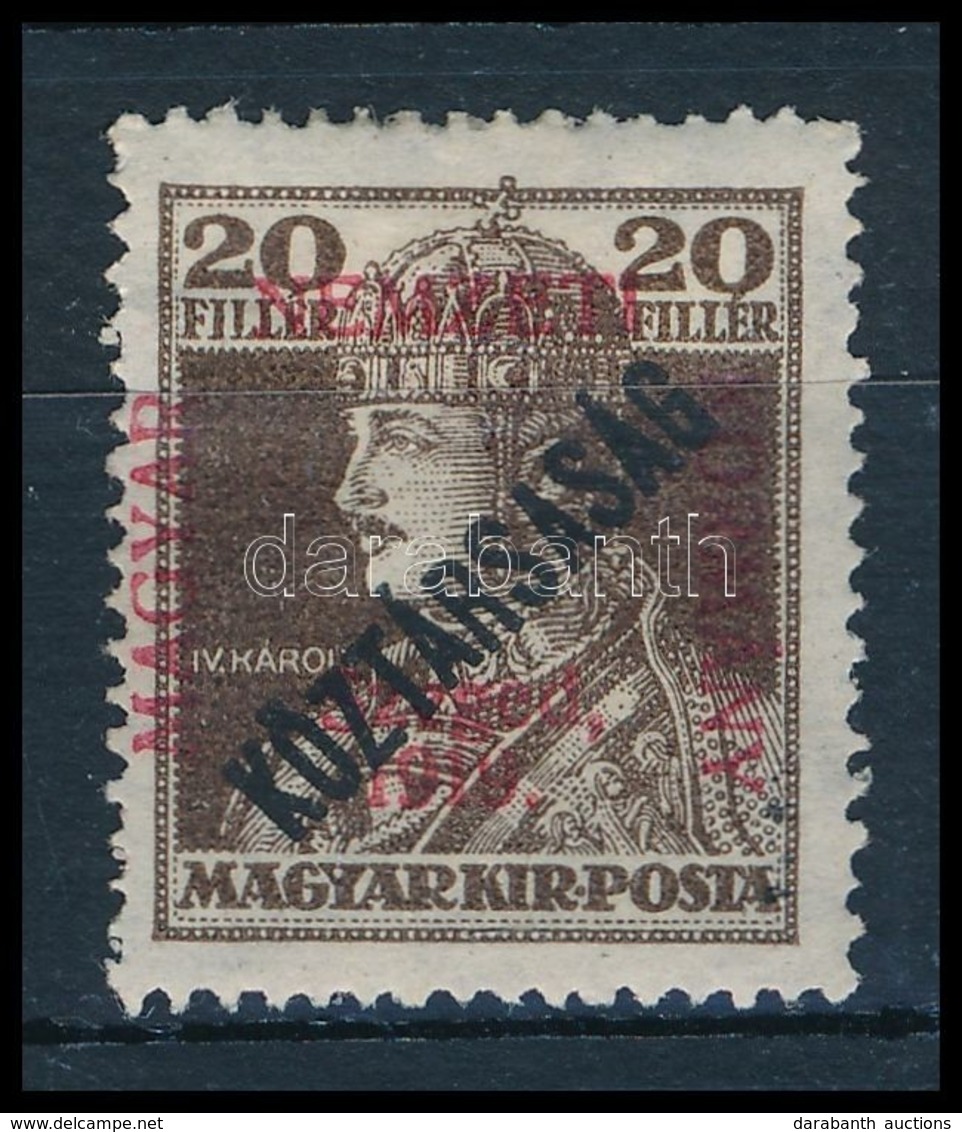 * 1919 Károly/Köztársaság 20f (12.500) / Mi 38 Signed: Bodor - Autres & Non Classés