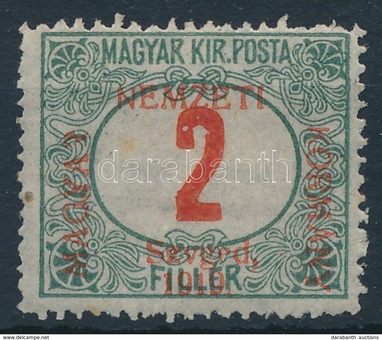 * 1919 Portó 2f 'Szvged' Felülnyomással / Mi P1 Overprint Error. Signed: Bodor - Autres & Non Classés