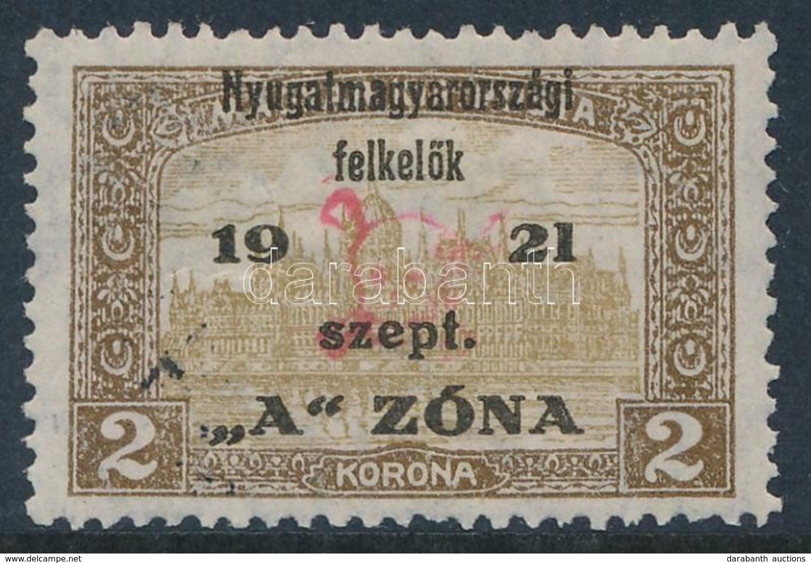 * Nyugat-Magyarország II. 1921 Parlament 2K (**80.000) / Mi 19 Signed: Bodor, Werner - Autres & Non Classés