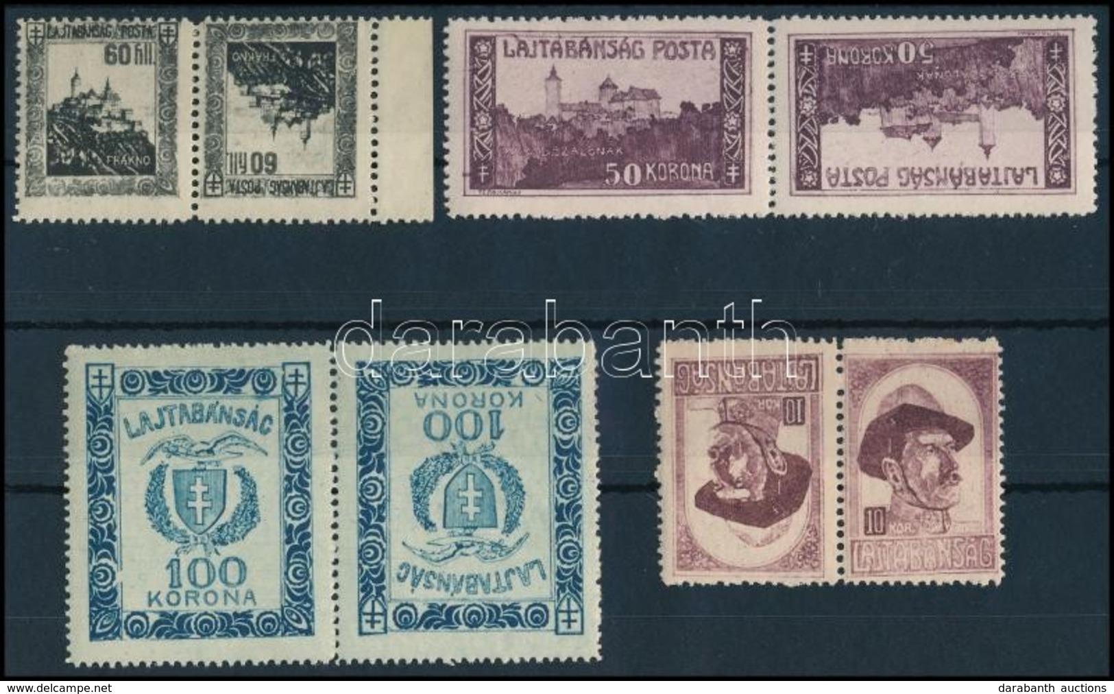 ** * Nyugat-Magyarország VII. 1921 4 Klf érték Fordított Párokban, 10K Falcos / Hinged (13.500) / 4 Different Stamps In  - Autres & Non Classés