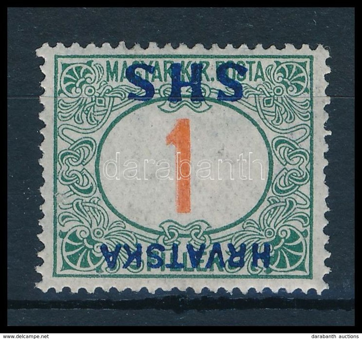 * 1918 Pirosszámú Portó 1f Fordított Felülnyomással (min 10.000) / Mi P27 Inverted Overprint. Signed: Bodor - Other & Unclassified