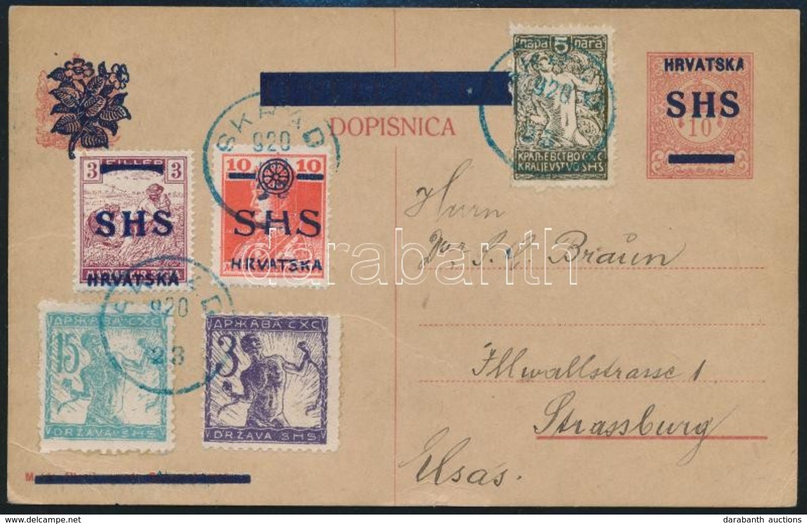 1920 Külföldre Menő Távolsági Levelezőlap Többszörösen Vegyes Bérmentesítéssel, Rendkívüli Ritkaság! /  Postcard  To Str - Sonstige & Ohne Zuordnung