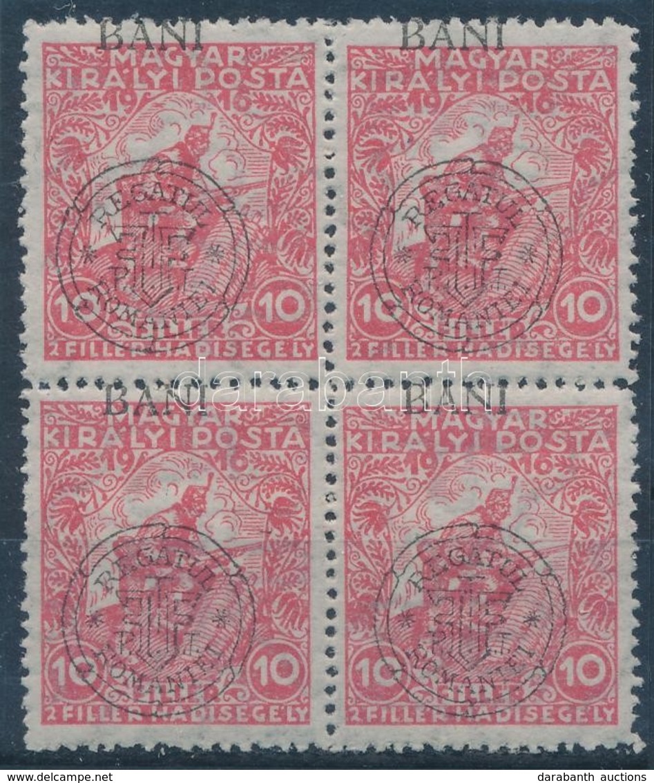 ** 1919 Hadisegély 10f Négyestömb Elcsúszott Felülnyomással / Mi 23 I. Block Of 4, Shifted Overprint. Signed: Bodor - Autres & Non Classés