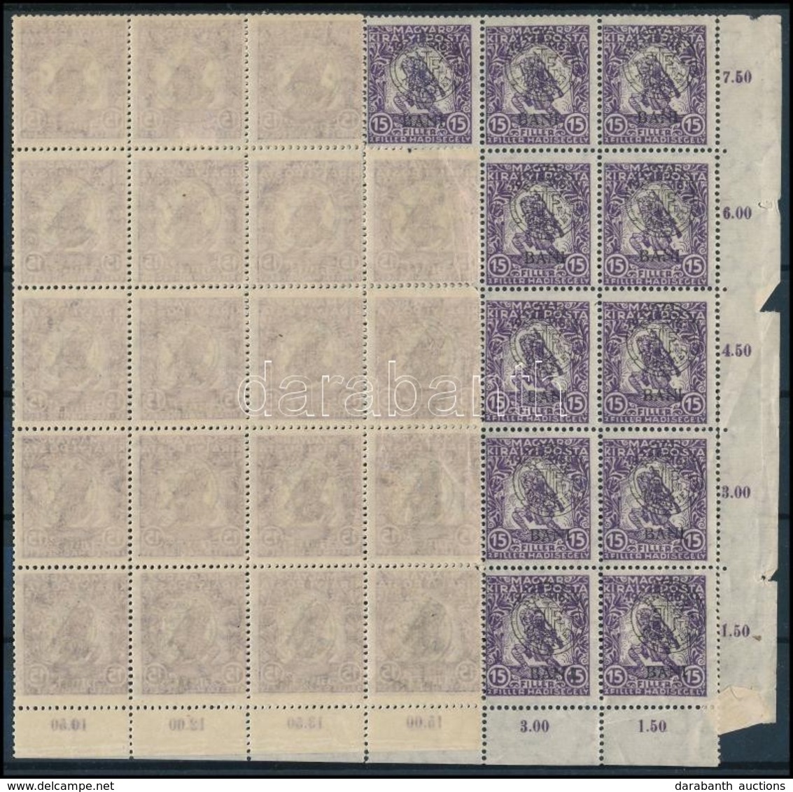 ** 1919 Hadisegély 15f 49-es Tömbben / Mi 24 I. Block Of 49. Signed: Bodor - Autres & Non Classés