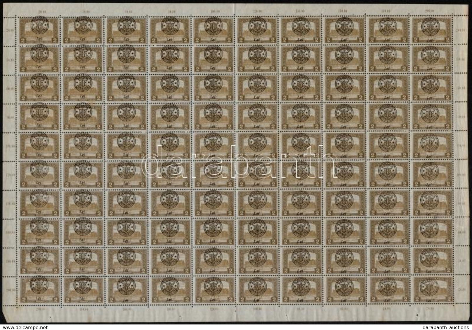 ** Nagyvárad 1919 Parlament 2K Középen Hajtott Teljes ív Eltolódott Fogazással / Mi 41 II Folded Complete Sheet With Shi - Autres & Non Classés