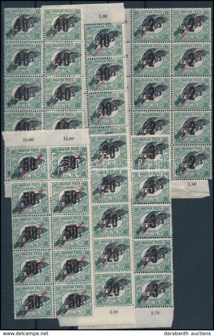 ** 1920 Búzakalász Portó Sor Tízes Tömbökben (26.000+) / Postage Due Mi 58-63 Blocks Of 10 - Other & Unclassified