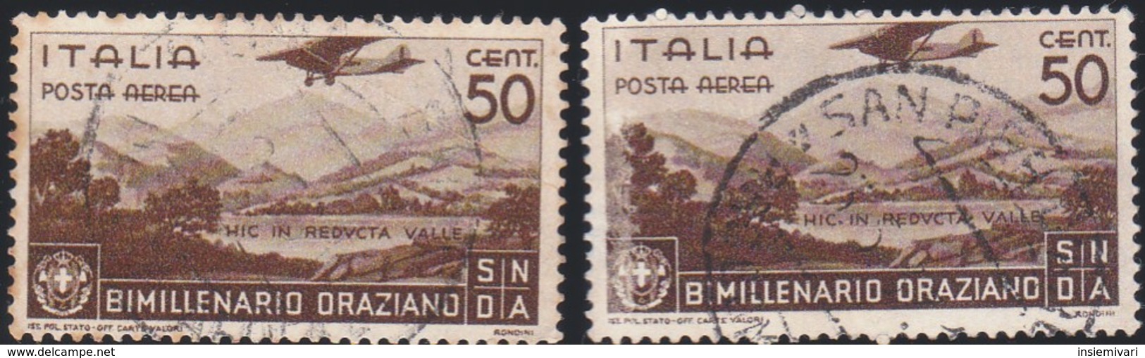 1936 Italia Regno Orazio Posta Aerea Cent. 50 N. A 96 Usato.A - Usati