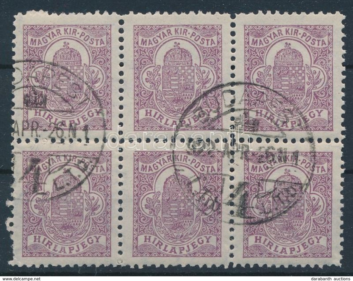 O 1921 Hírlapbélyeg 6-os Tömb Magánfogazással / Mi 325 Block Of 6 With Private Perforation - Autres & Non Classés