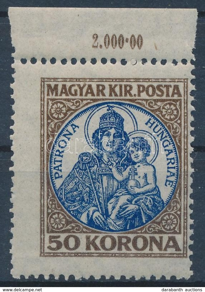** 1921 Koronás Madonna 50K Szép Elfogazással / Mi 322 Shifted Perforation - Other & Unclassified