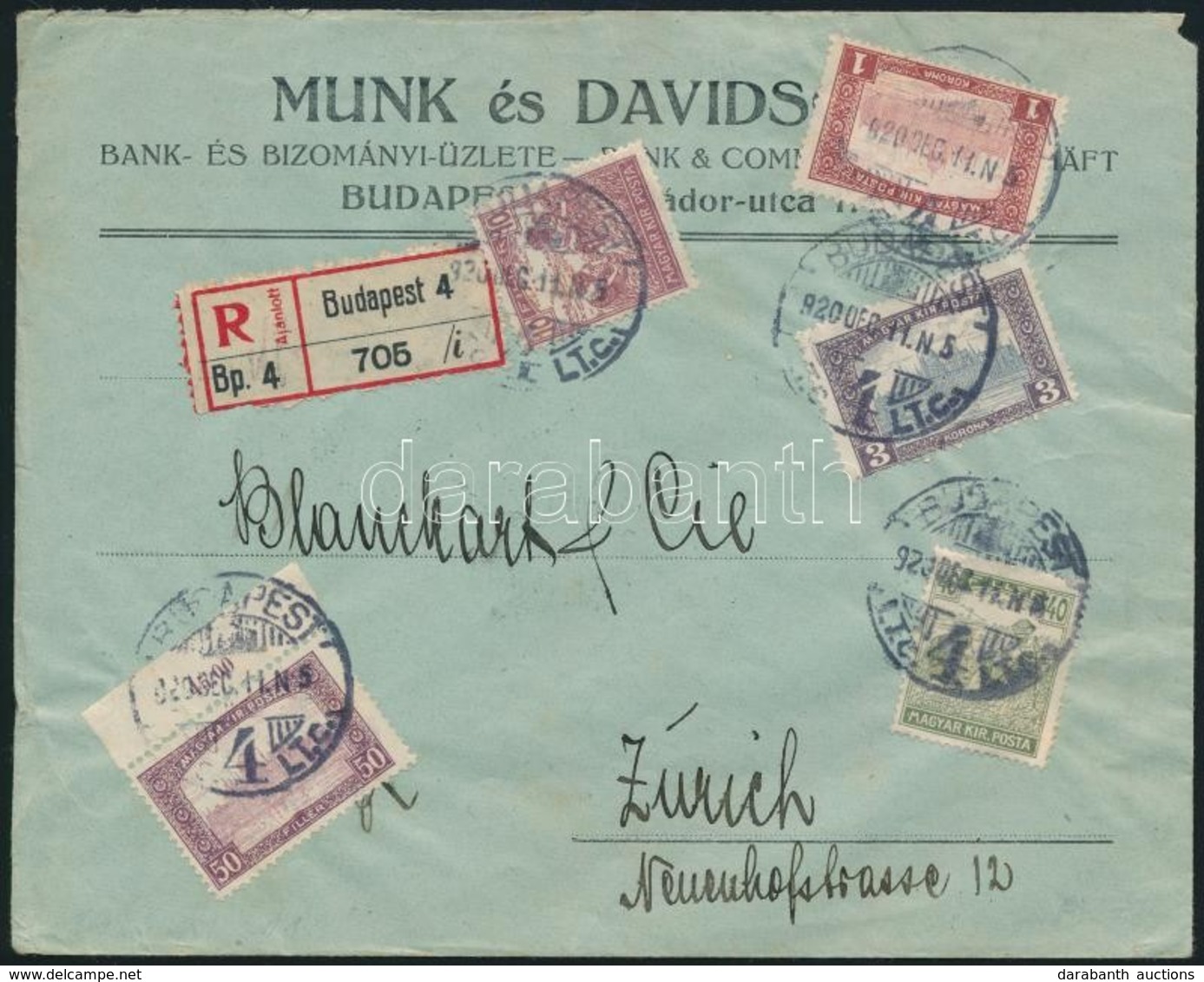 1920 Ajánlott Levél Svájcba / Registered Cover To Switzerland - Sonstige & Ohne Zuordnung