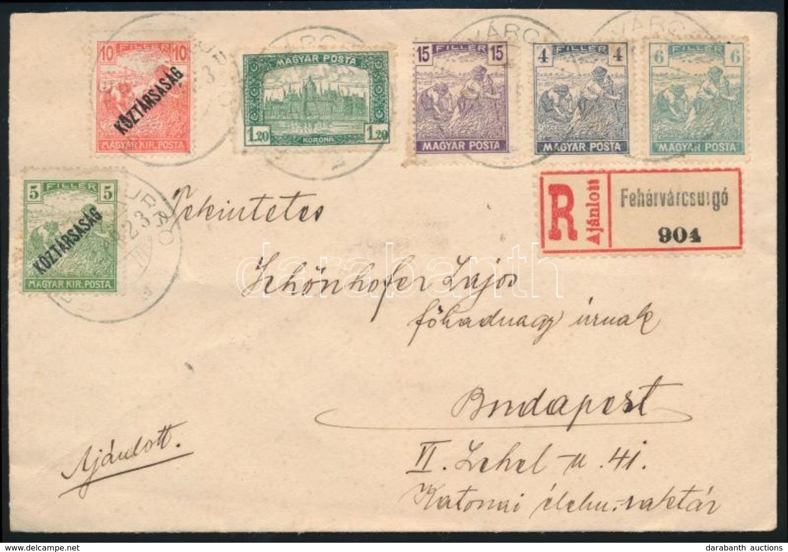 1920 Ajánlott Levél Tarifahelyes, Vegyes Bérmentesítéssel / Registered Cover - Autres & Non Classés