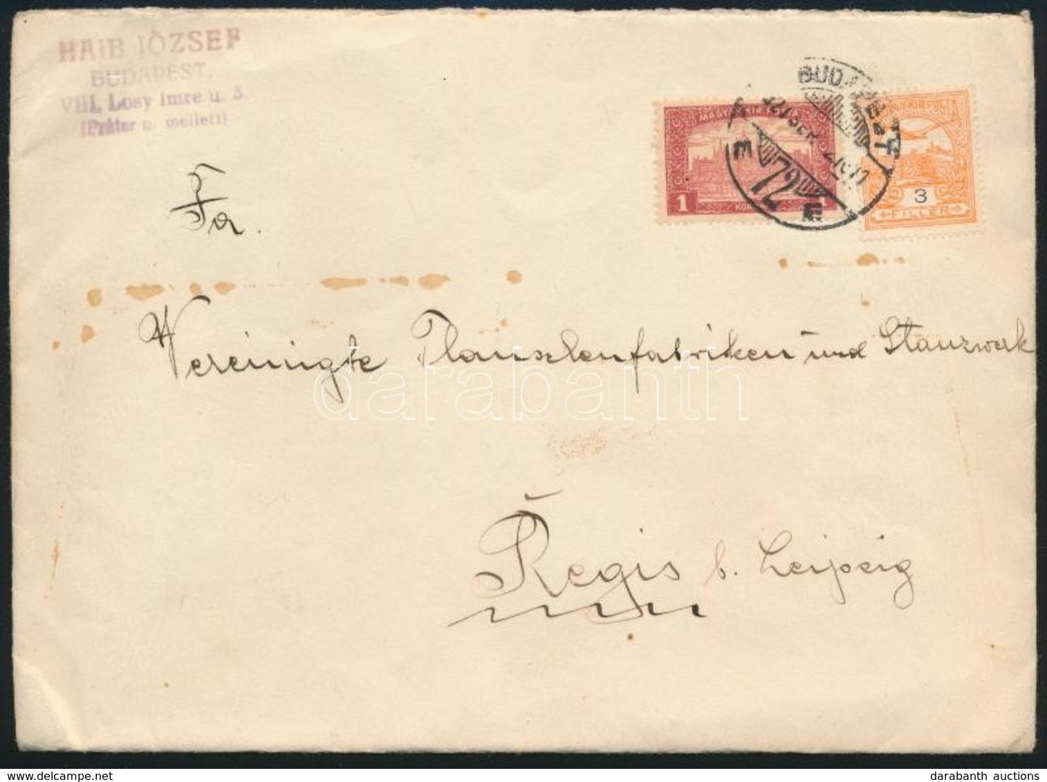 1921 Turul-Parlament Vegyes Bérmentesítésű Levél Németországba / Cover With Mixed Franking To Leipzig - Autres & Non Classés