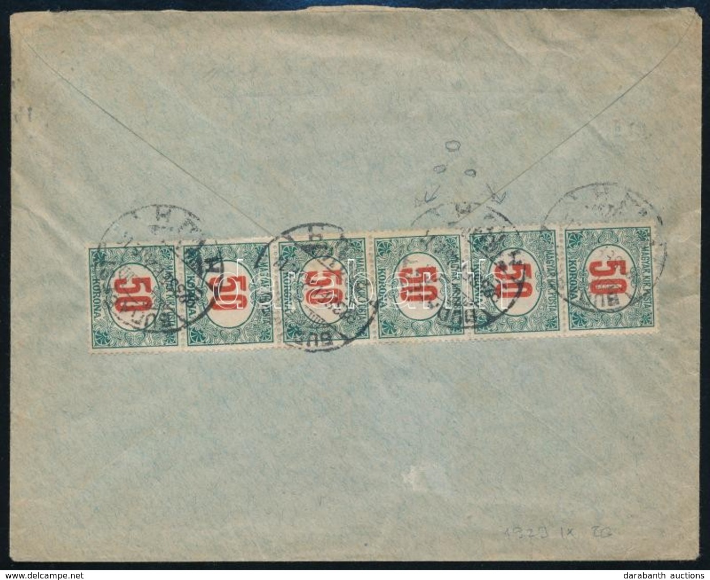 1923 Levél Bécsből 300K Portóval, 2 Bélyeg Hármaslyukasztással / Cover From Vienna, With Postage Due - Autres & Non Classés