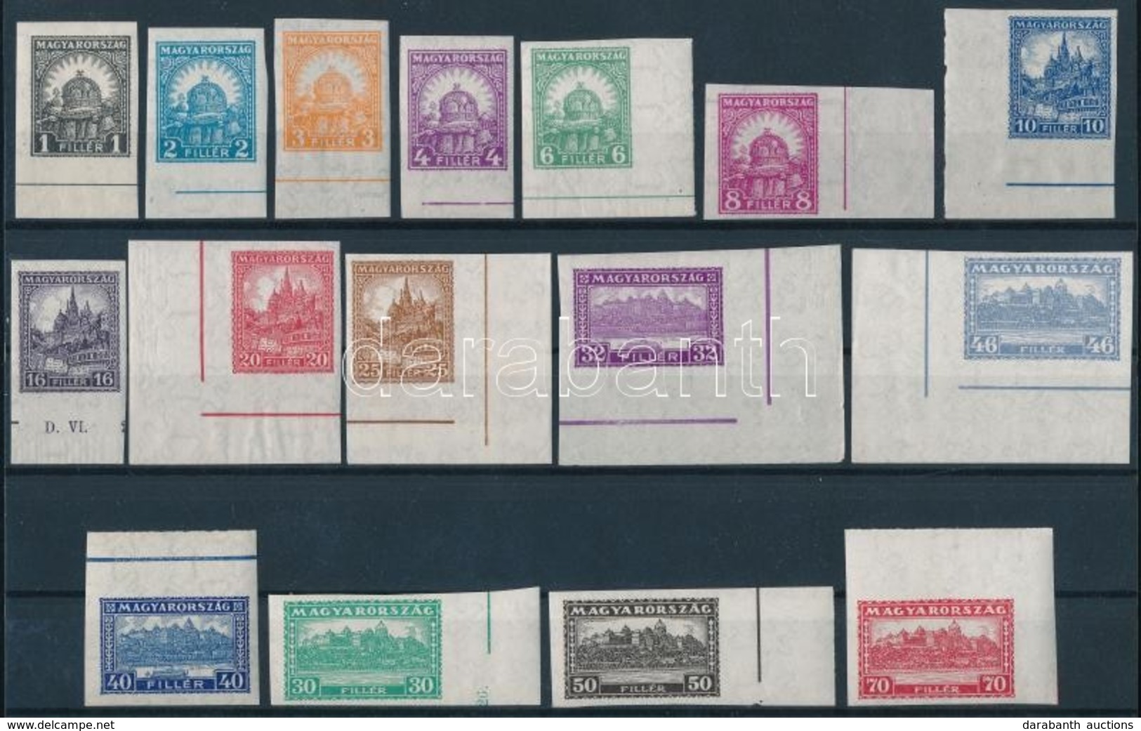 ** 1926 Pengő-fillér I. ívszéli/ívsarki Vágott Sor (100.000) / Mi 411-426 Imperforate Set - Autres & Non Classés