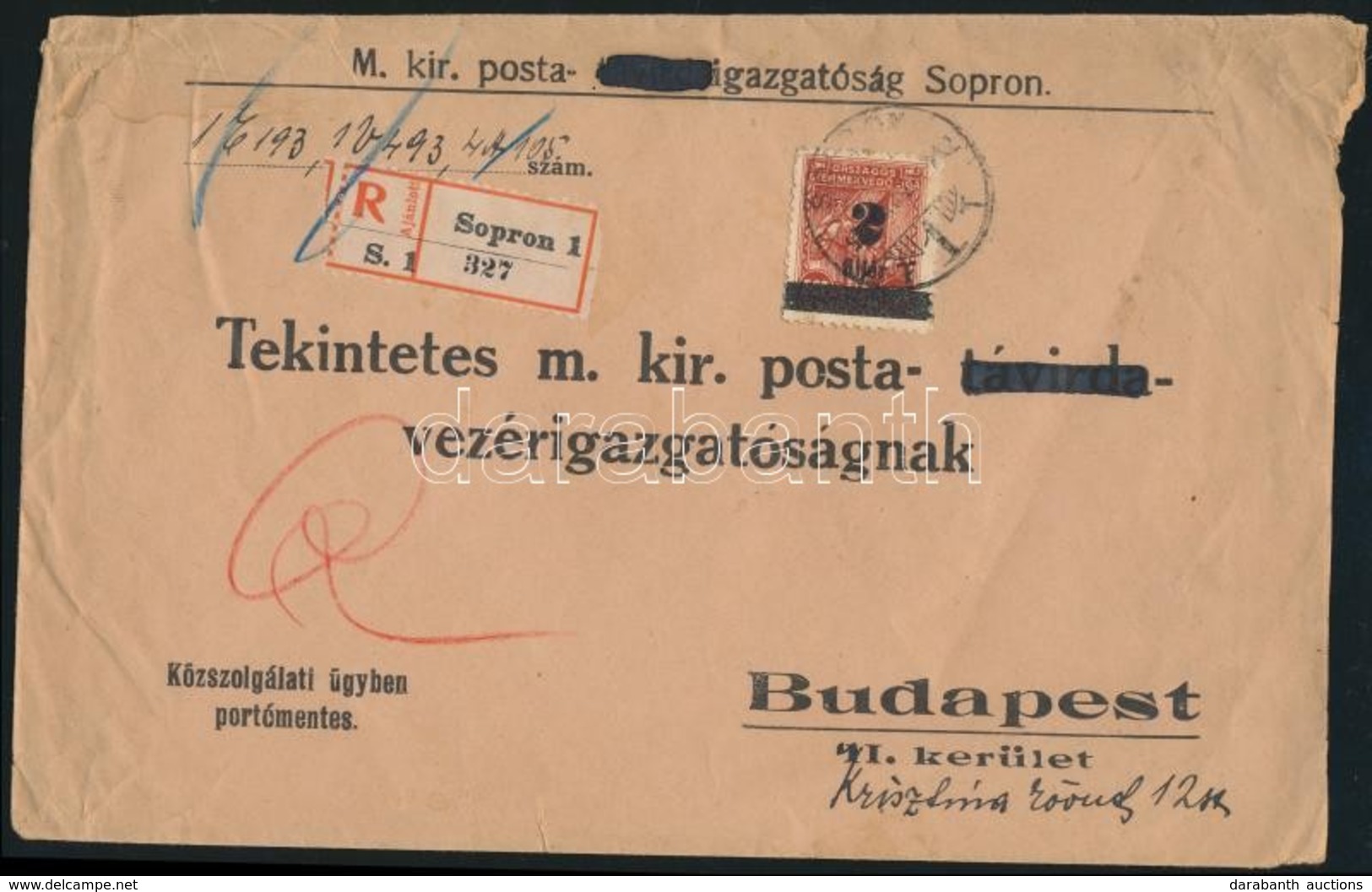 1927 Ajánlott Levél Országos Gyermekvédő Liga 2f Adománybélyeggel Bérmentesítve / Registered Cover With 2f Charity Stamp - Autres & Non Classés