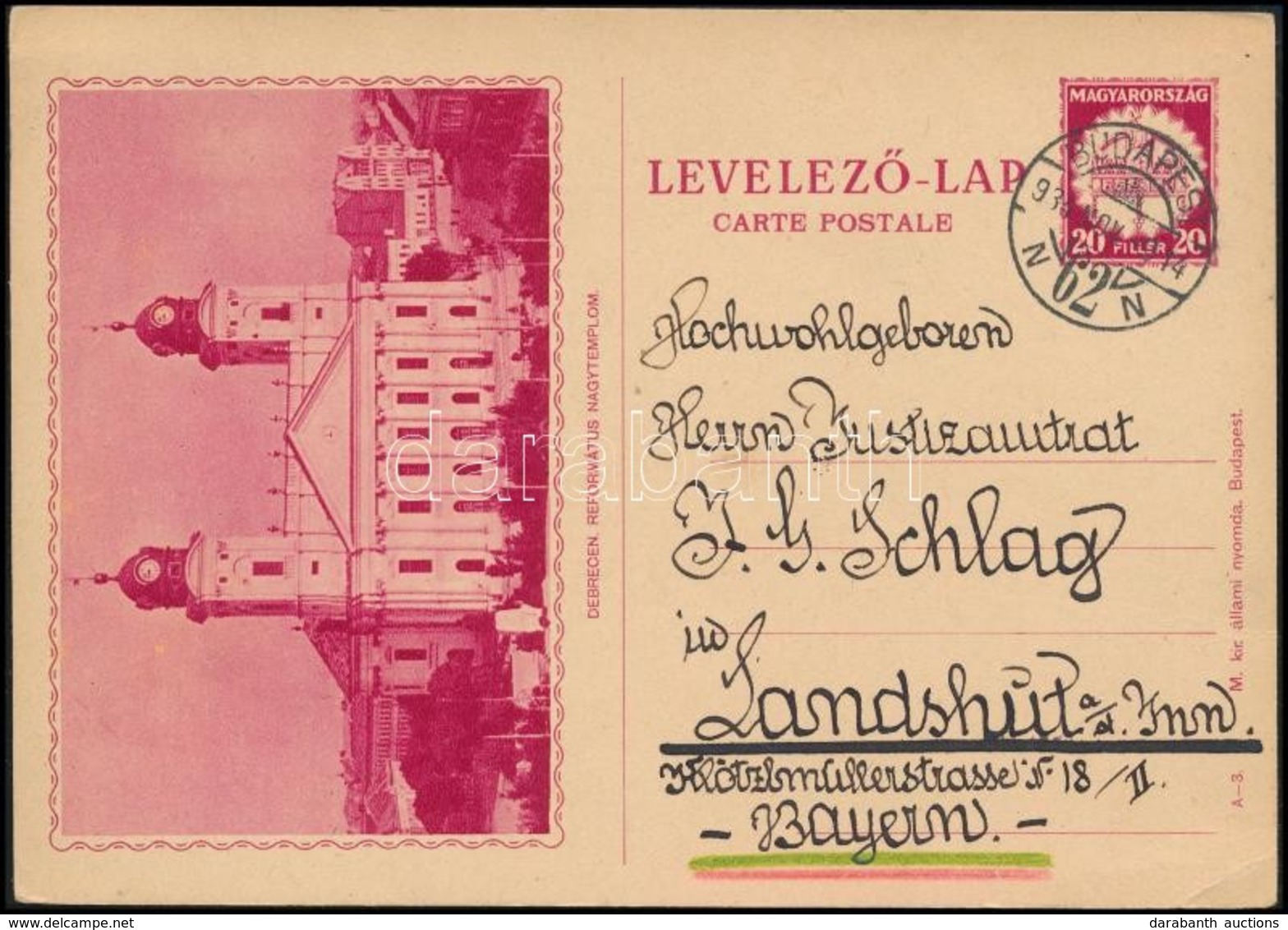 1934 Képes Díjjegyes Levelezőlap Németországba, Kiváló állapotban! / PS-card To Bayern - Autres & Non Classés