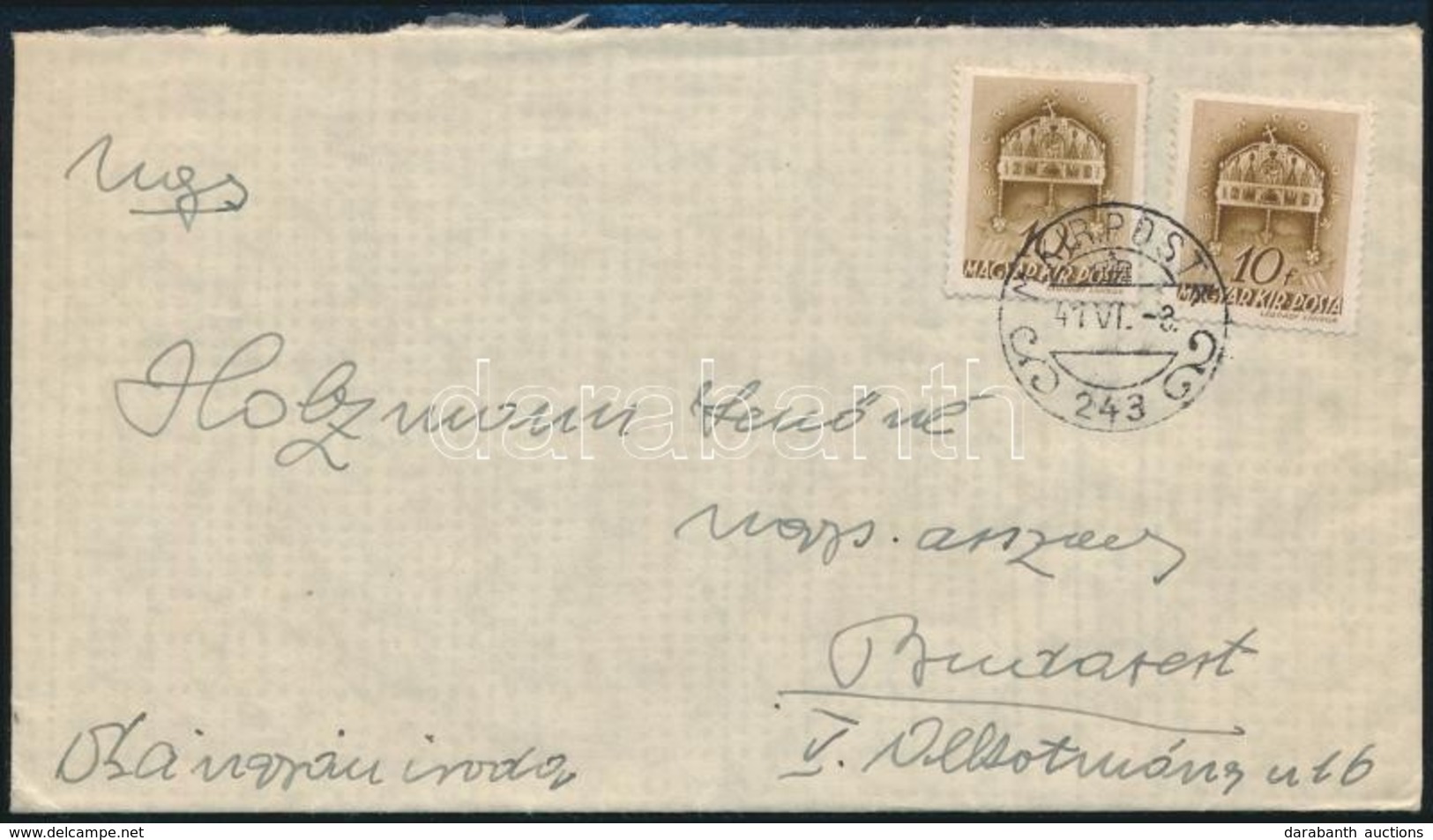 1941 Levél 'M.KIR. POSTA 243' Kisegítő Bélyegzéssel / Cover With Auxiliary Postmark - Autres & Non Classés
