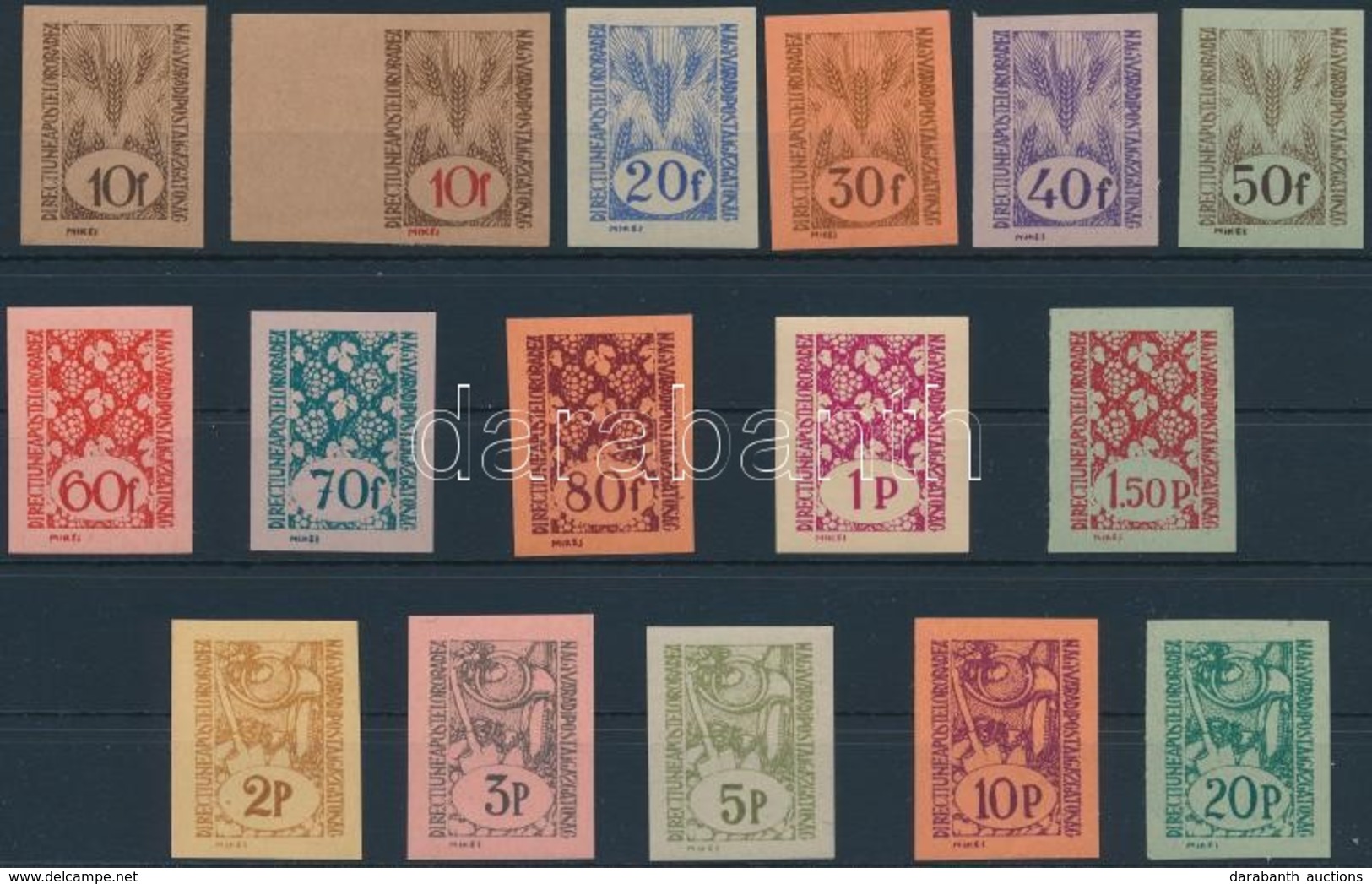 ** Nagyvárad II 1944 Sor Vágott / Imperforate Set. Signed: Bodor - Other & Unclassified