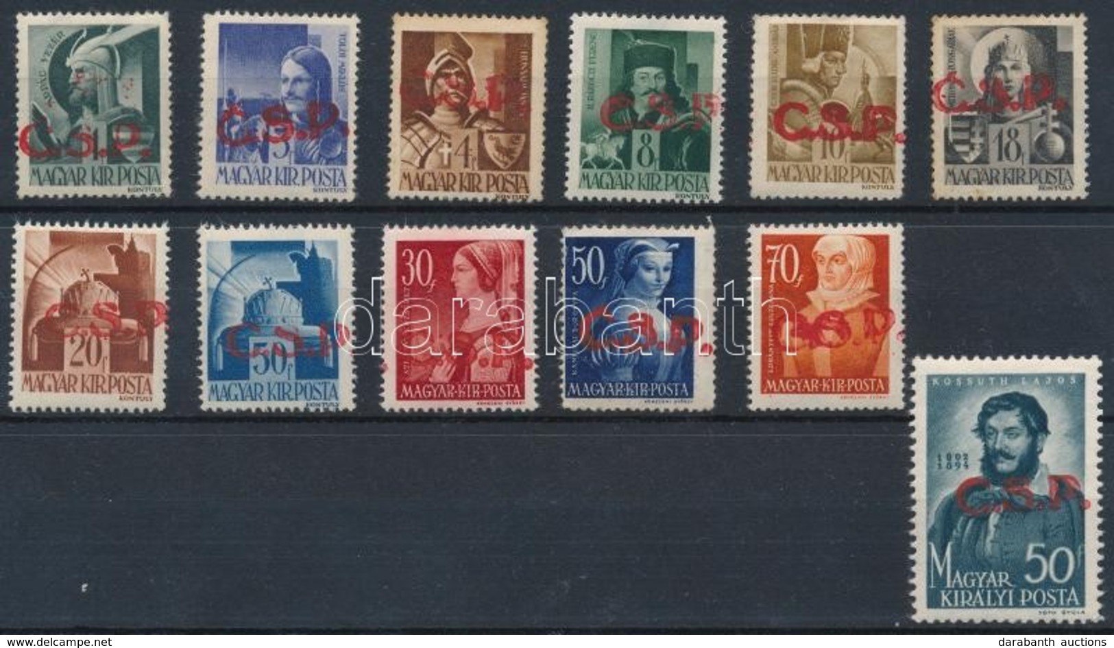 ** Rimaszombat I. 1945 12 Klf Bélyeg (20.000) / 12 Different Stamps. Signed: Bodor - Other & Unclassified