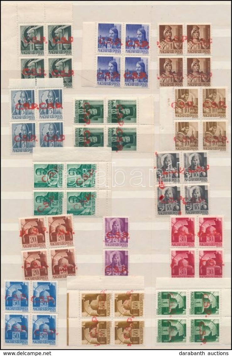 ** Rimaszombat II. 1945 Hadvezérek Sor 5f Nélkül Párokban Ill. 4-es Tömbökben (90.000) / Pairs And Blocks Of 4. Signed:  - Autres & Non Classés