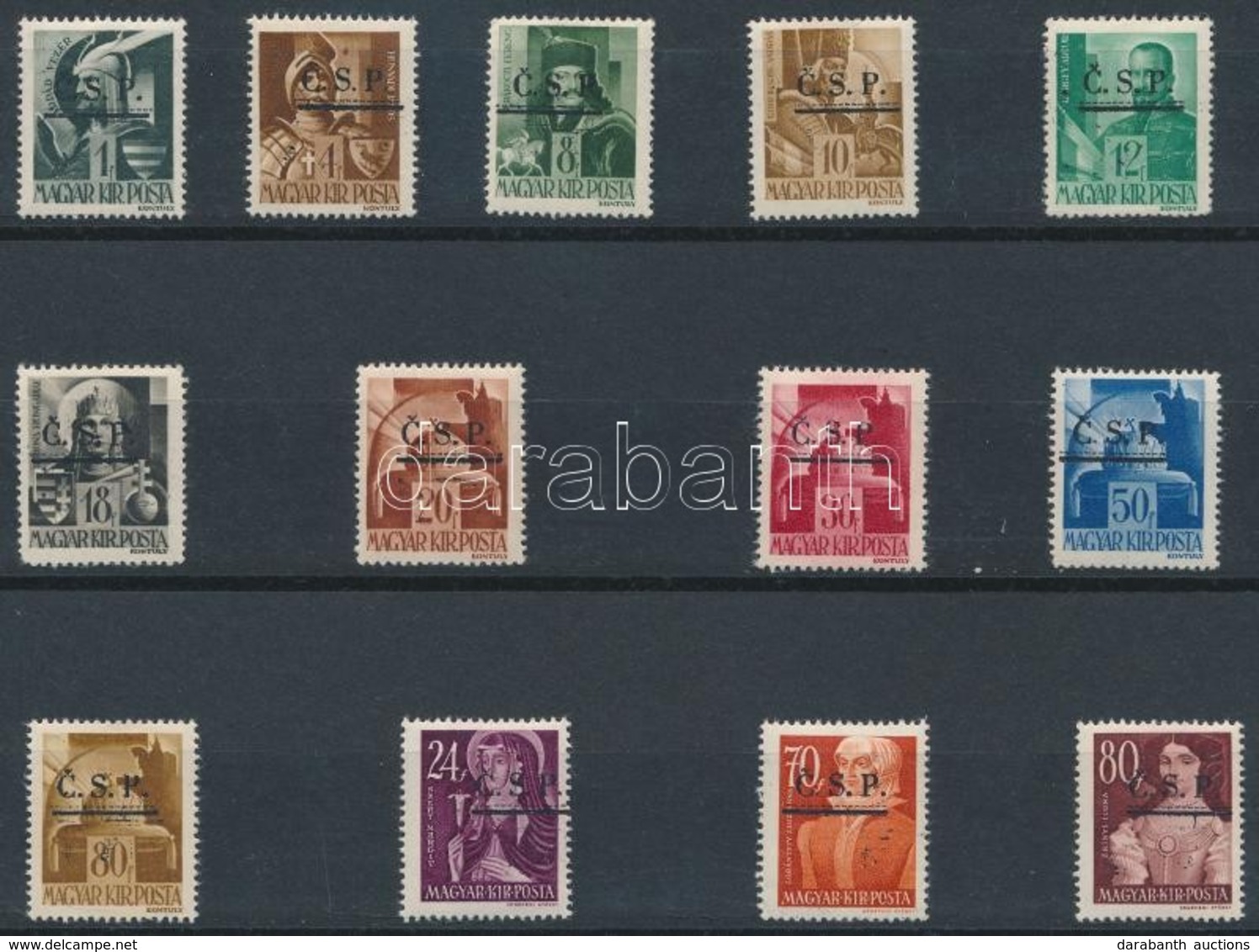** Rozsnyó 1945 13 Db Bélyeg (37.000) / 13 Stamps. Signed: Bodor - Autres & Non Classés