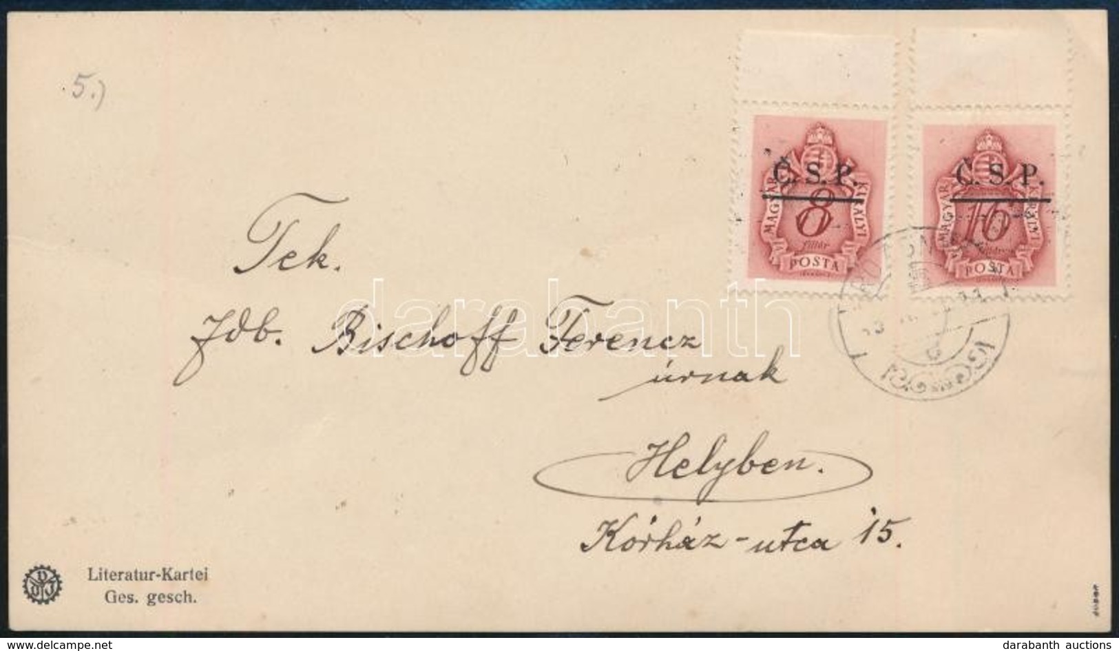 Rozsnyó 1945 Helyi Levelezőlap Portózva (50.000++) / Local Cover With Postage Due. Signed: Bodor - Other & Unclassified