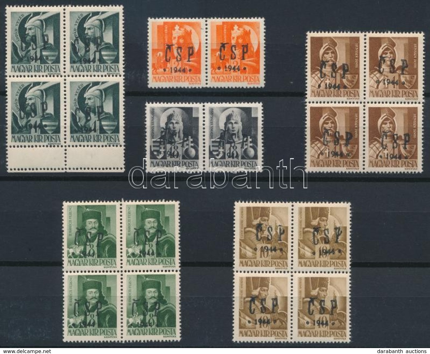 ** Huszt 1944 20 Db Bélyeg összefüggésekben / 20 Stamps In Units. Signed: Bodor - Autres & Non Classés