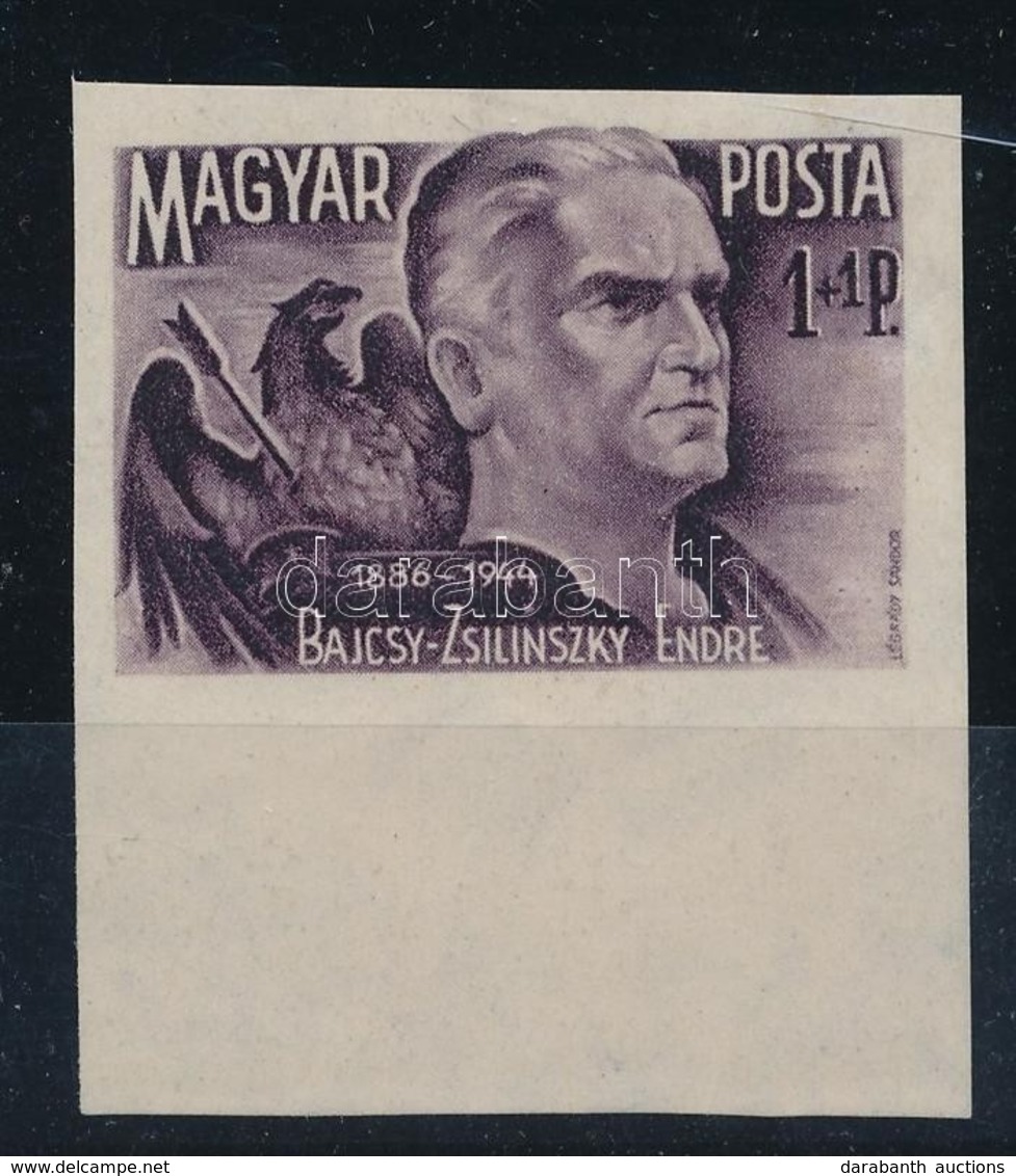 ** 1945 Bajcsy-Zsilinszky Endre ívszéli Vágott Bélyeg (20.000) / Mi 773 Imperforate Margin Stamp (rozsda Pöttyök / Stain - Autres & Non Classés