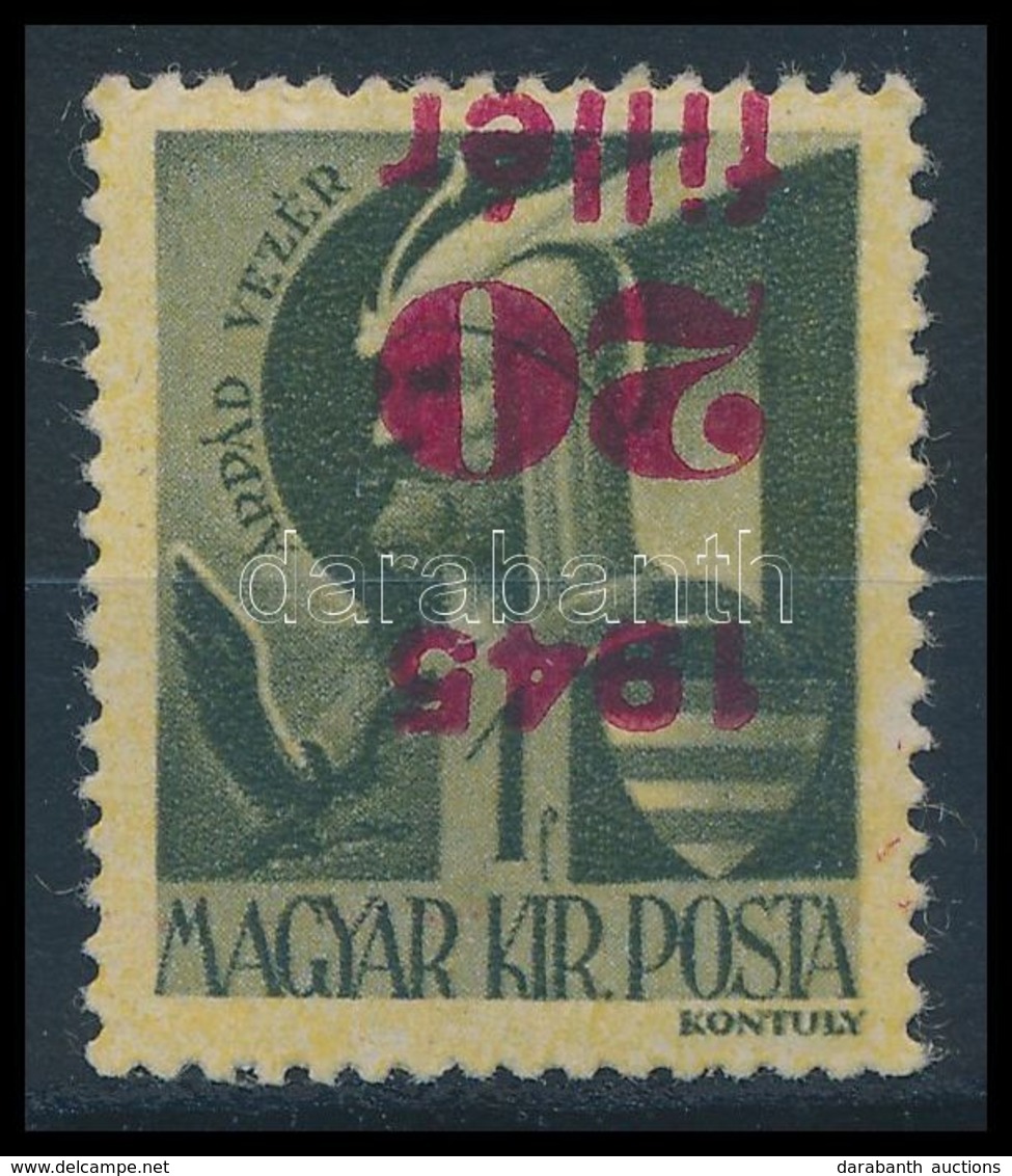 ** 1945 Kisegítő I. 20f/1f Fordított Felülnyomattal / Mi 781 With Inverted Overprint. Certificate: Leitold - Autres & Non Classés