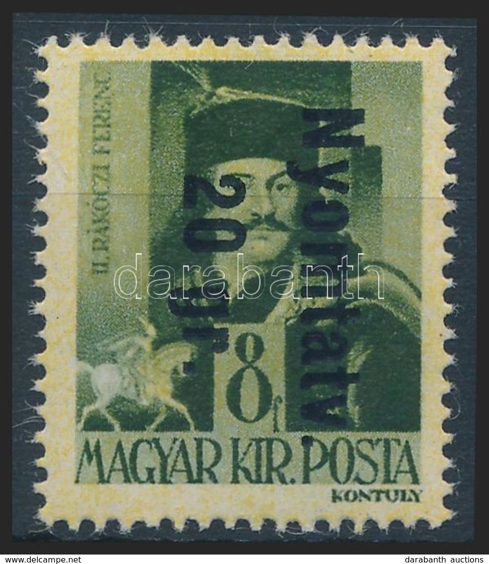 ** 1946 Betűs Nyomtatv. 20gr. Az '1945/60/fillér' Piros Felülnyomat Nélkül, De E Felülnyomat  Színátnyomatával (MBK 750  - Autres & Non Classés