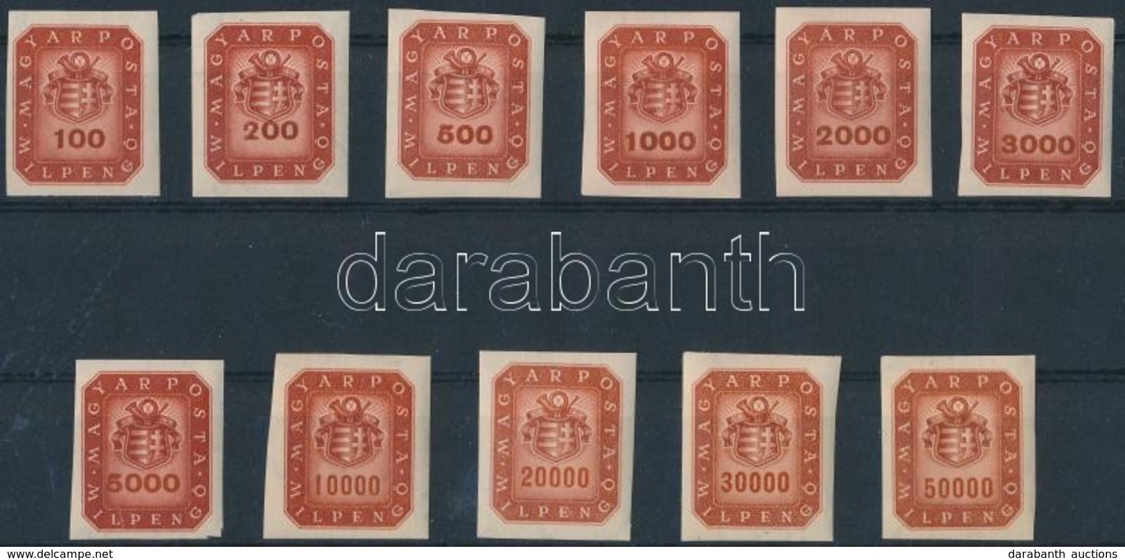 ** 1946 Milpengős Vágott Sor (20.000) / Mi 905-915 Imperforate Set - Autres & Non Classés