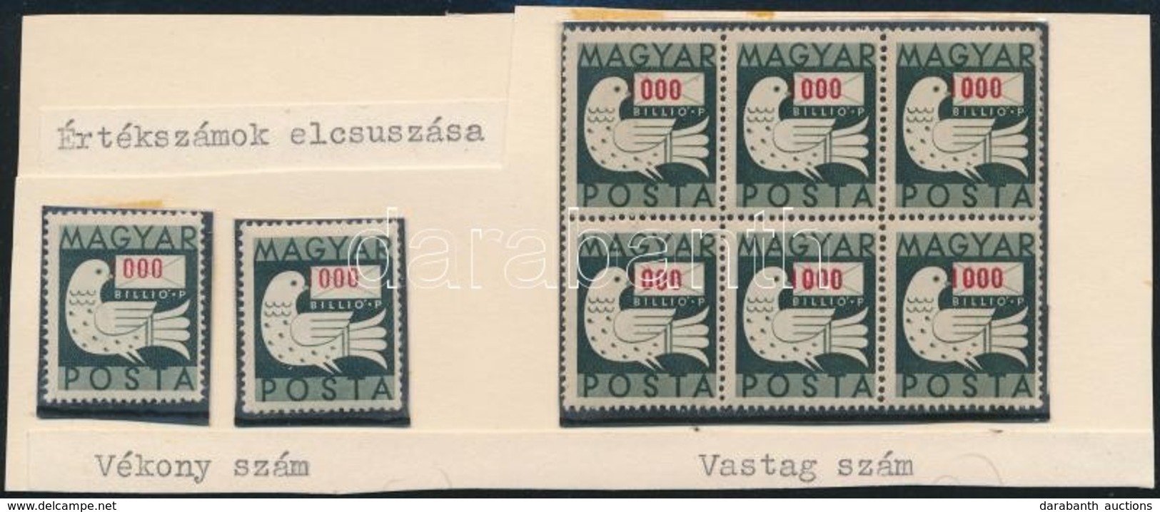 ** 1946 Billiós 8 Db 1000 Billió P Elcsúszott értékszámmal (közte Hatostömb) / 8 X Mi 928 With Shifted Number - Sonstige & Ohne Zuordnung