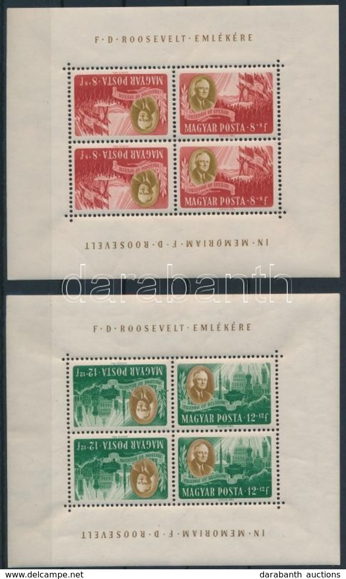 ** 1947 Roosevelt Fordított állású Kisívsor (130.000) / Mi 985-992 Tete Beche Mini Sheets (szokásos Apró Ráncok / Usual  - Other & Unclassified