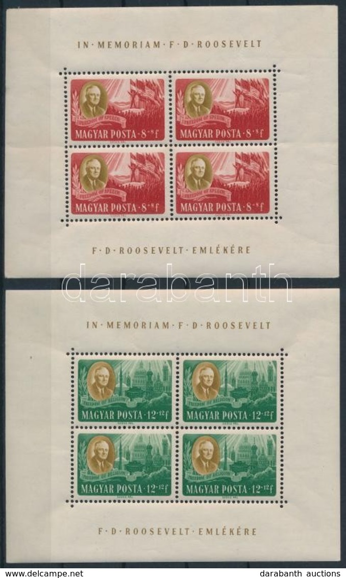 ** 1947 Roosevelt  Kisívsor (90.000) / Mi 985-992  Mini Sheets (szokásos Apró Ráncok / Usual Small Creases) - Autres & Non Classés